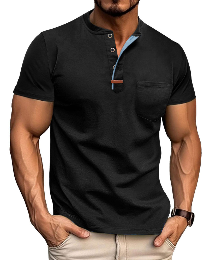 MAGIMODAC Mens Henley Short Sleeve Shirts Lightweight Cotton Summer Casual T-Shirt with Button and Pocket