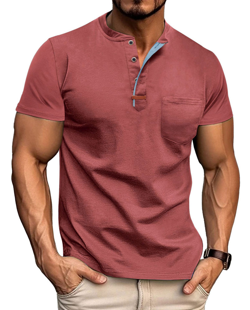 MAGIMODAC Mens Henley Short Sleeve Shirts Lightweight Cotton Summer Casual T-Shirt with Button and Pocket