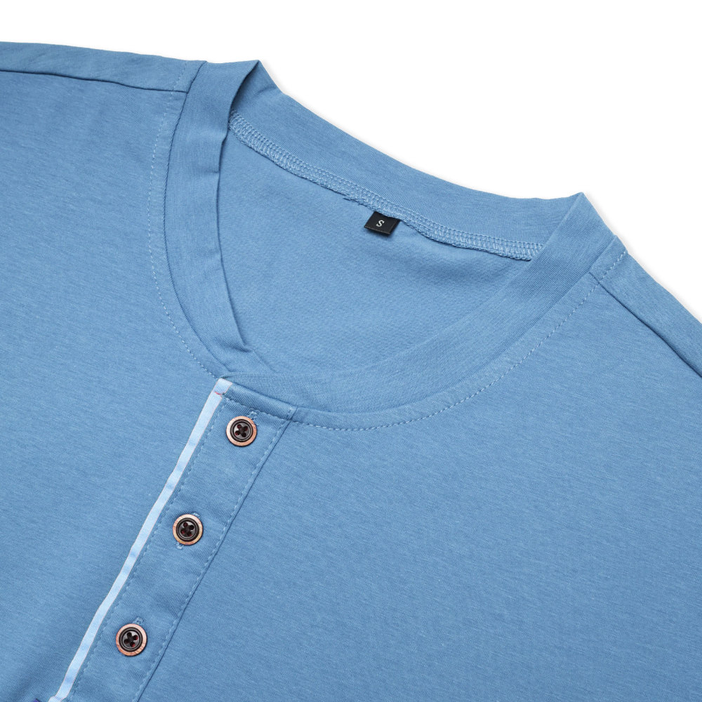 Mens Henley Short Sleeve Shirts Lightweight Cotton Summer Casual T-Shirt with Button and Pocket