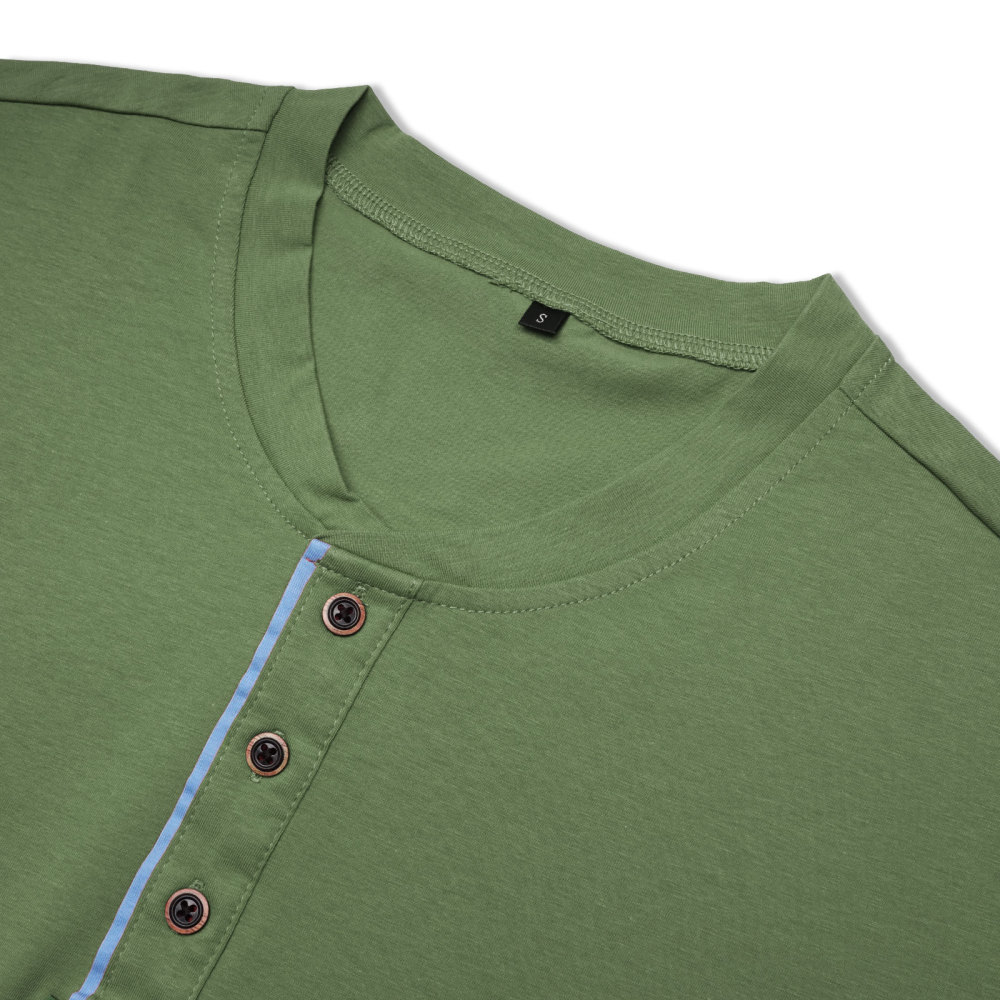 Mens Henley Short Sleeve Shirts Lightweight Cotton Summer Casual T-Shirt with Button and Pocket
