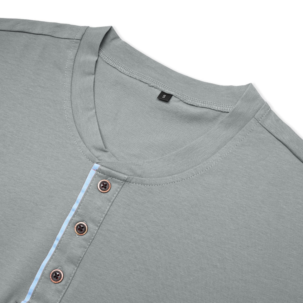 Mens Henley Short Sleeve Shirts Lightweight Cotton Summer Casual T-Shirt with Button and Pocket