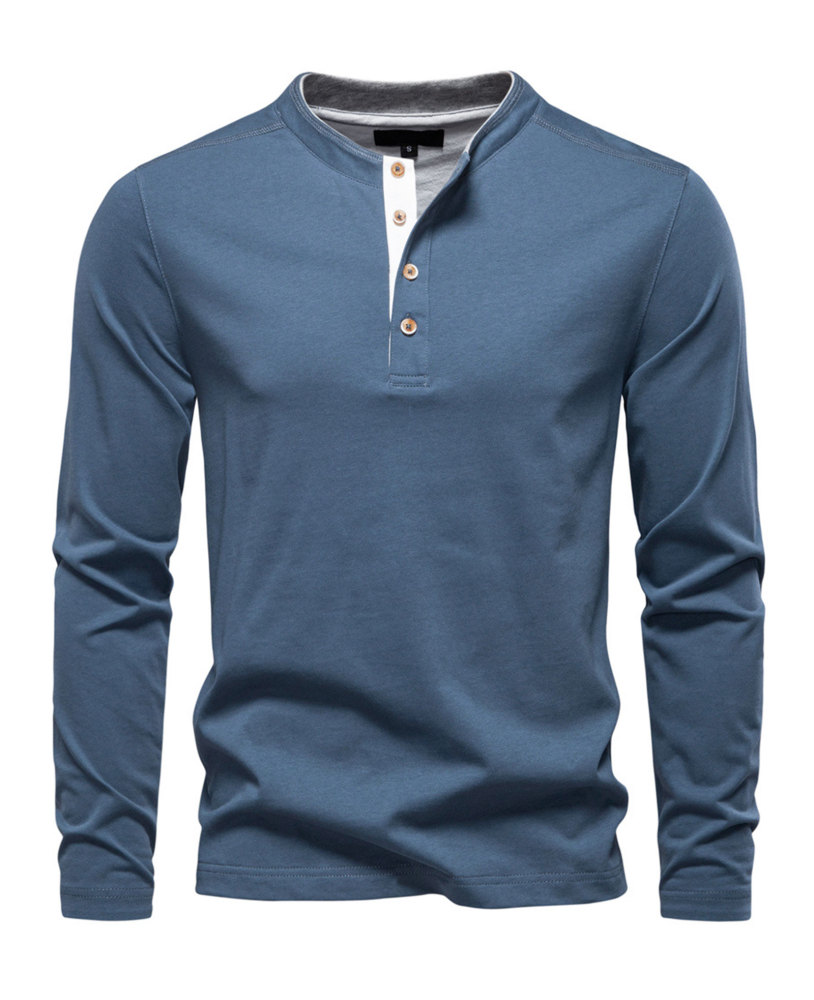 MAGIMODAC Mens Henley Shirts Long Sleeve Cotton T-Shirt Casual Classic Tshirt Lightweight Basic T-Shirts Button Tee Shirt Top