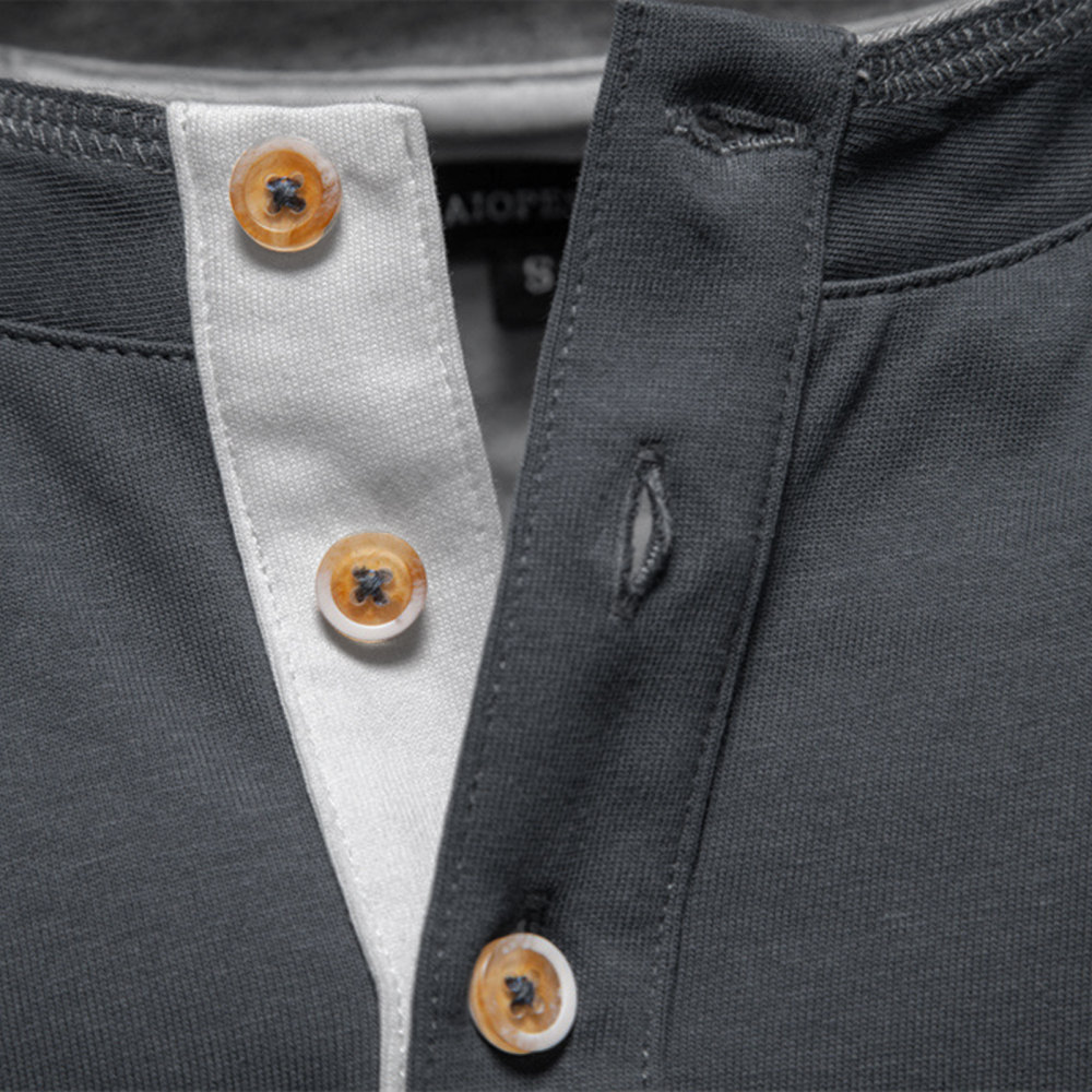 Henley Shirts Long Sleeve Mens Cotton T-Shirt Casual Classic Tshirt Lightweight Basic T-Shirts Button Tee Shirt Top