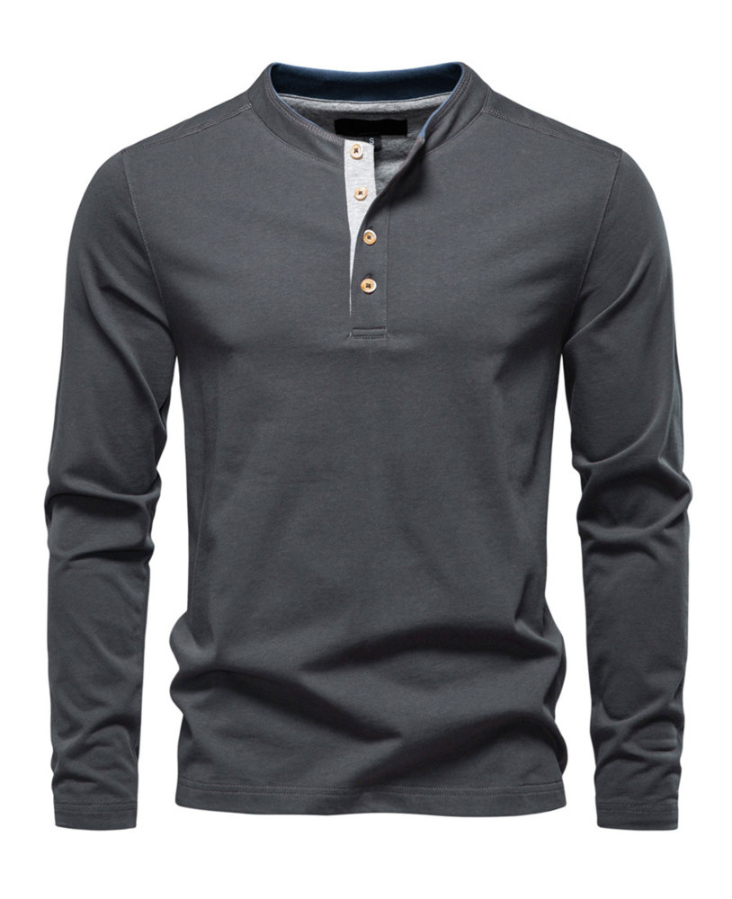 Henley Shirts Long Sleeve Mens Cotton T-Shirt Casual Classic Tshirt Lightweight Basic T-Shirts Button Tee Shirt Top