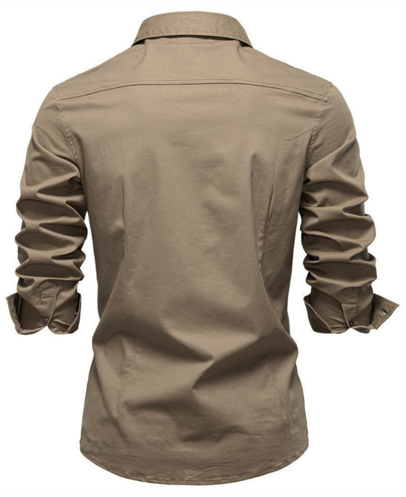 Mens Denim Long Sleeve Shirts Casual Button Down Western Shirt Lightweight Cotton Solid Jean Tops with Pockets