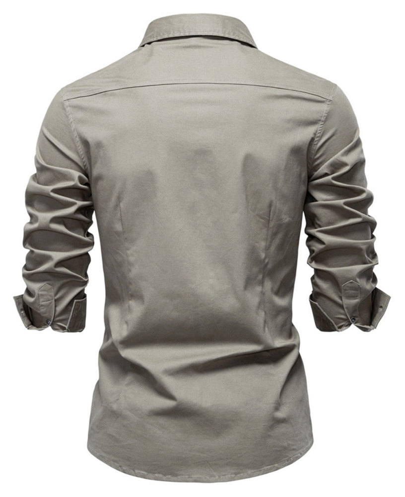 Mens Denim Long Sleeve Shirts Casual Button Down Western Shirt Lightweight Cotton Solid Jean Tops with Pockets