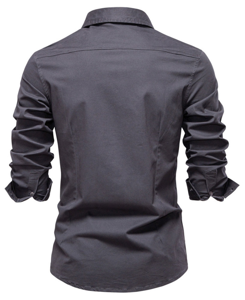 Mens Denim Long Sleeve Shirts Casual Button Down Western Shirt Lightweight Cotton Solid Jean Tops with Pockets