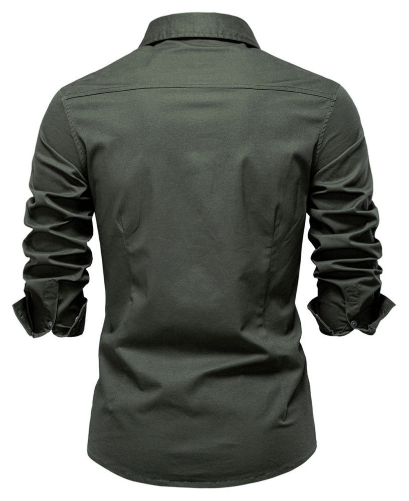 Mens Denim Long Sleeve Shirts Casual Button Down Western Shirt Lightweight Cotton Solid Jean Tops with Pockets