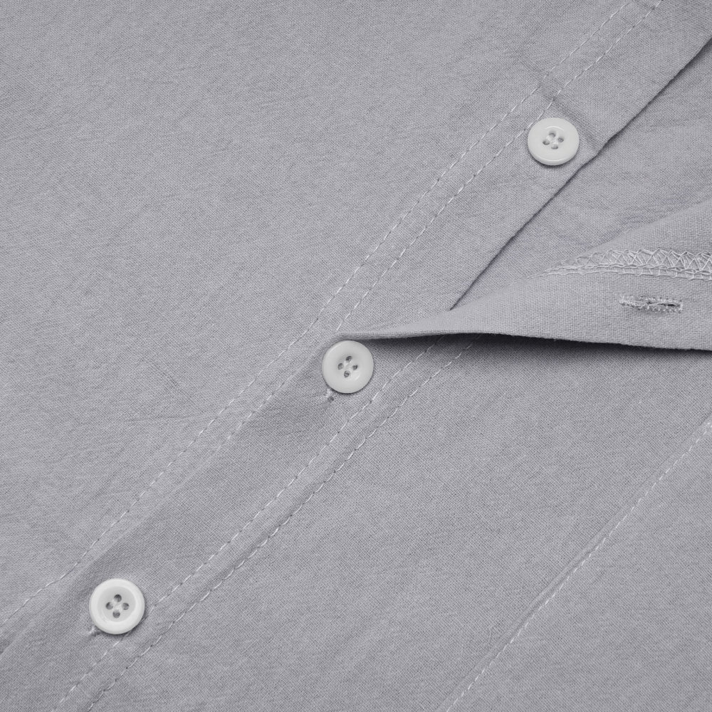 MAGIMODAC Mens Button Down Linen Shirts Casual Long Sleeve Band Collar Shirt Regular Fit Solid Plain Top with Pocket