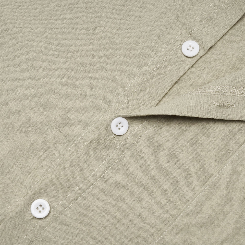 MAGIMODAC Mens Button Down Linen Shirts Casual Long Sleeve Band Collar Shirt Regular Fit Solid Plain Top with Pocket