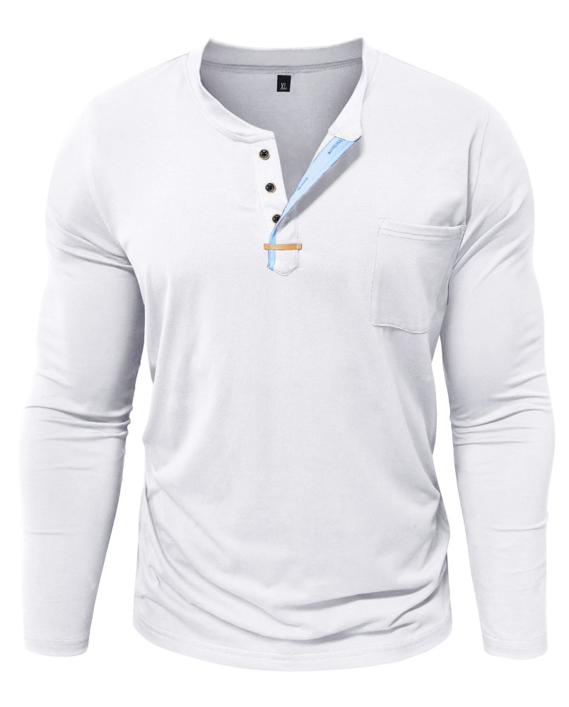 MAGIMODAC Mens Henley Long Sleeve T-Shirt Fashion Classic Cotton T Shirts Casual Lightweight T-Shirts with Button and Pocket