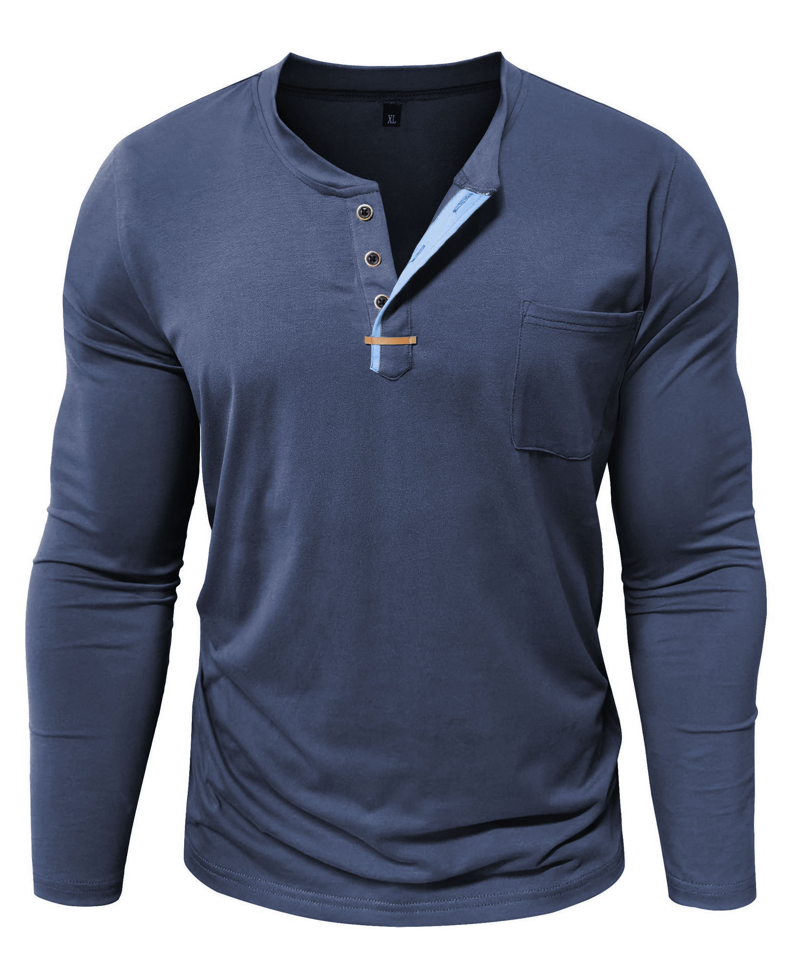 MAGIMODAC Mens Henley Long Sleeve T-Shirt Fashion Classic Cotton T Shirts Casual Lightweight T-Shirts with Button and Pocket
