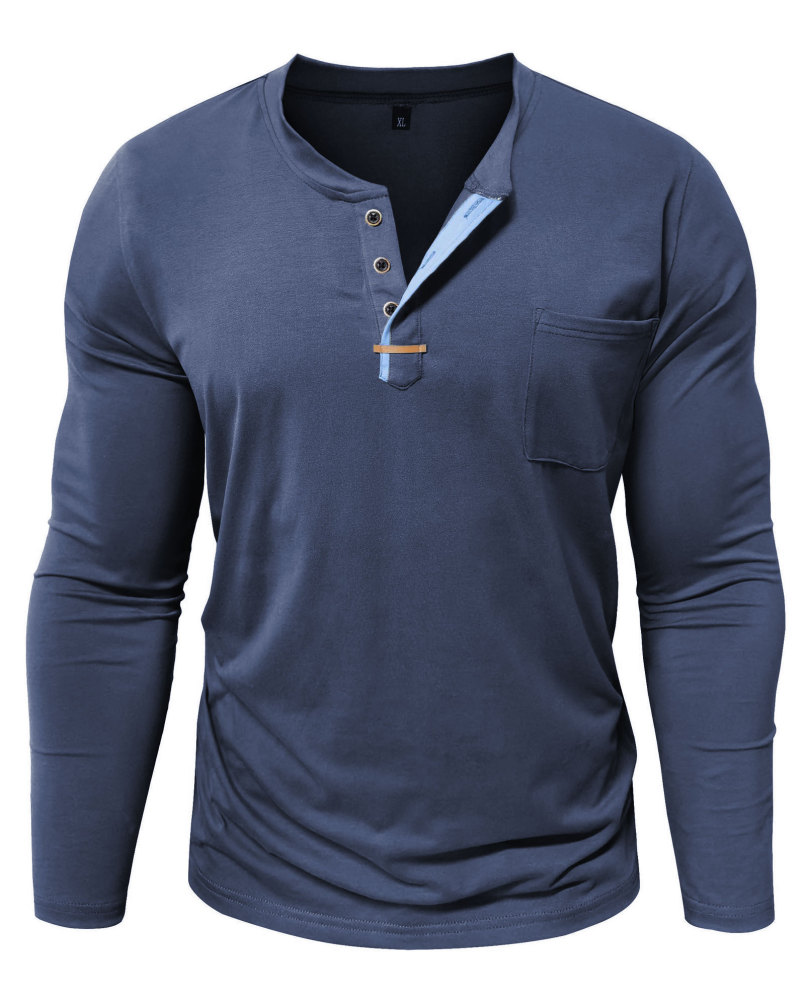 MAGIMODAC Mens Henley Long Sleeve T-Shirt Fashion Classic Cotton T Shirts Casual Lightweight T-Shirts with Button and Pocket