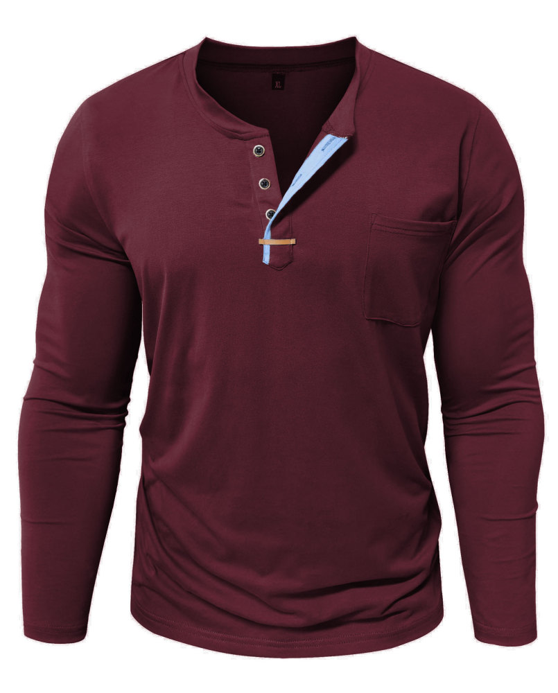MAGIMODAC Mens Henley Long Sleeve T-Shirt Fashion Classic Cotton T Shirts Casual Lightweight T-Shirts with Button and Pocket