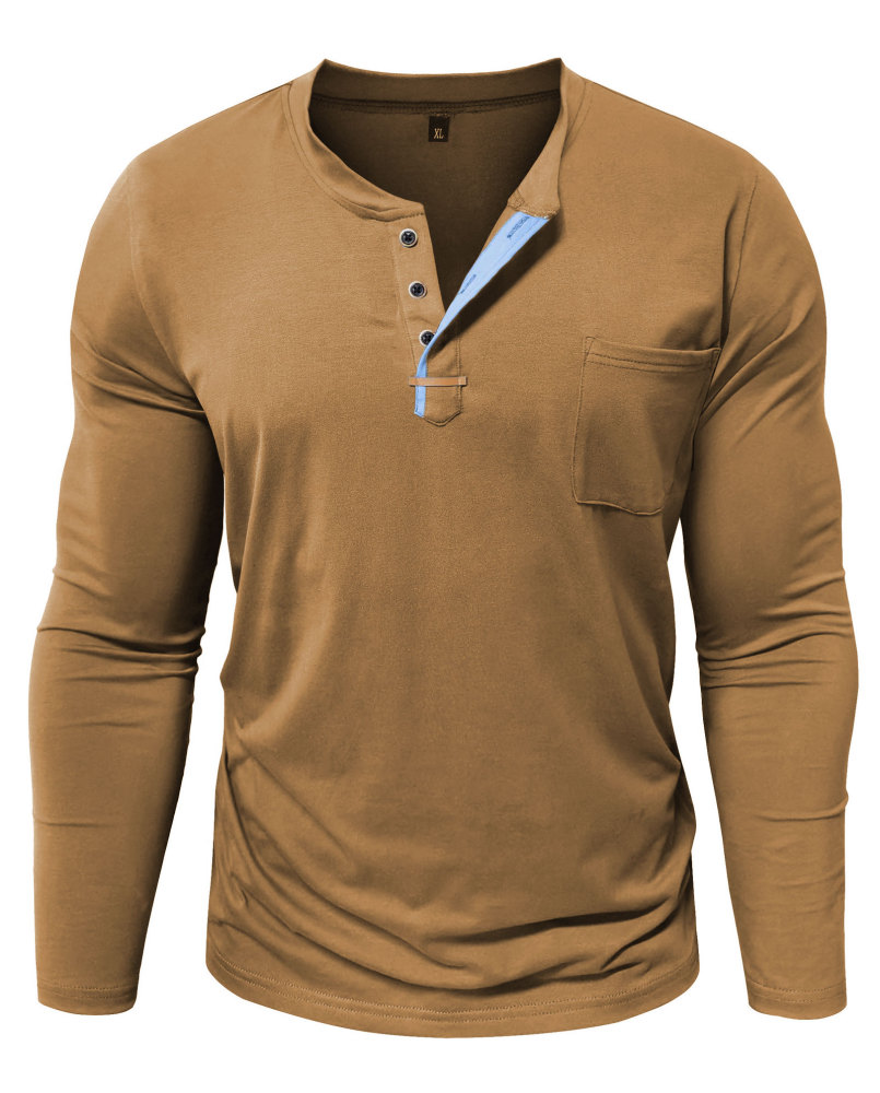 MAGIMODAC Mens Henley Long Sleeve T-Shirt Fashion Classic Cotton T Shirts Casual Lightweight T-Shirts with Button and Pocket