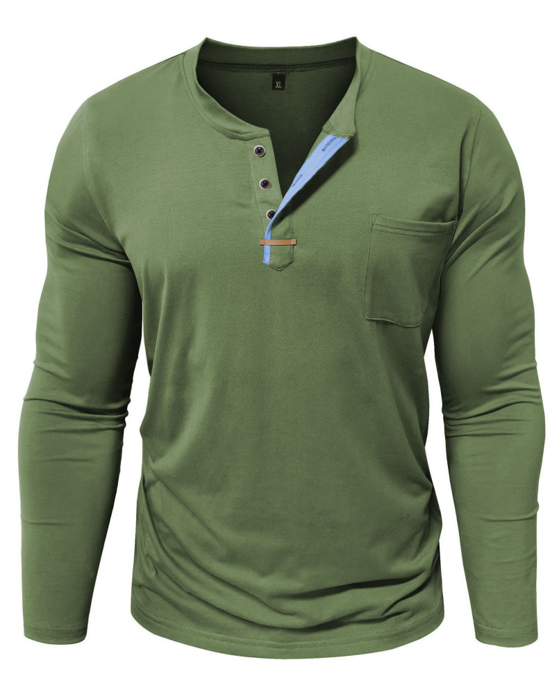 MAGIMODAC Mens Henley Long Sleeve T-Shirt Fashion Classic Cotton T Shirts Casual Lightweight T-Shirts with Button and Pocket