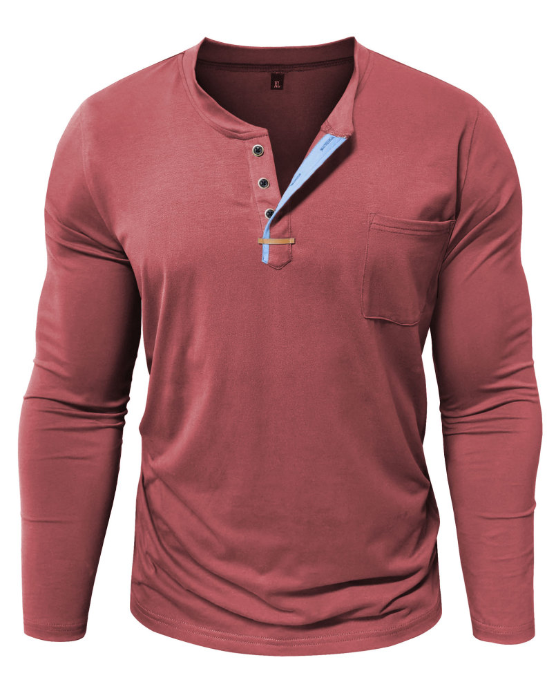 MAGIMODAC Mens Henley Long Sleeve T-Shirt Fashion Classic Cotton T Shirts Casual Lightweight T-Shirts with Button and Pocket