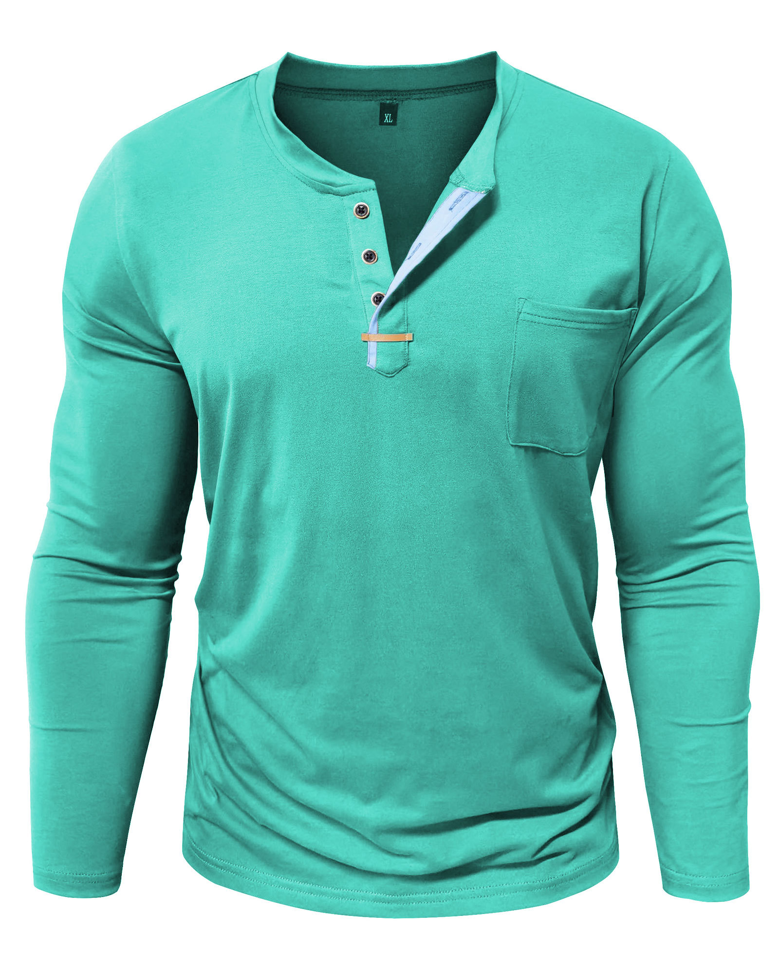 MAGIMODAC Mens Henley Long Sleeve T-Shirt Fashion Classic Cotton T Shirts Casual Lightweight T-Shirts with Button and Pocket