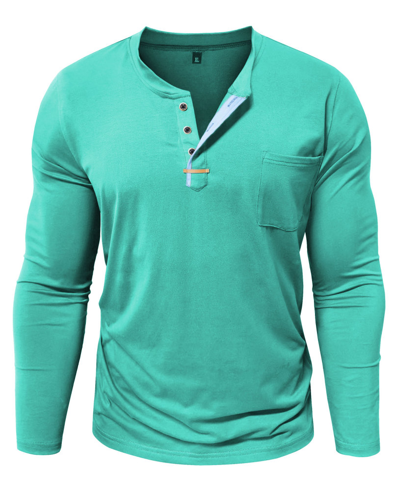 MAGIMODAC Mens Henley Long Sleeve T-Shirt Fashion Classic Cotton T Shirts Casual Lightweight T-Shirts with Button and Pocket