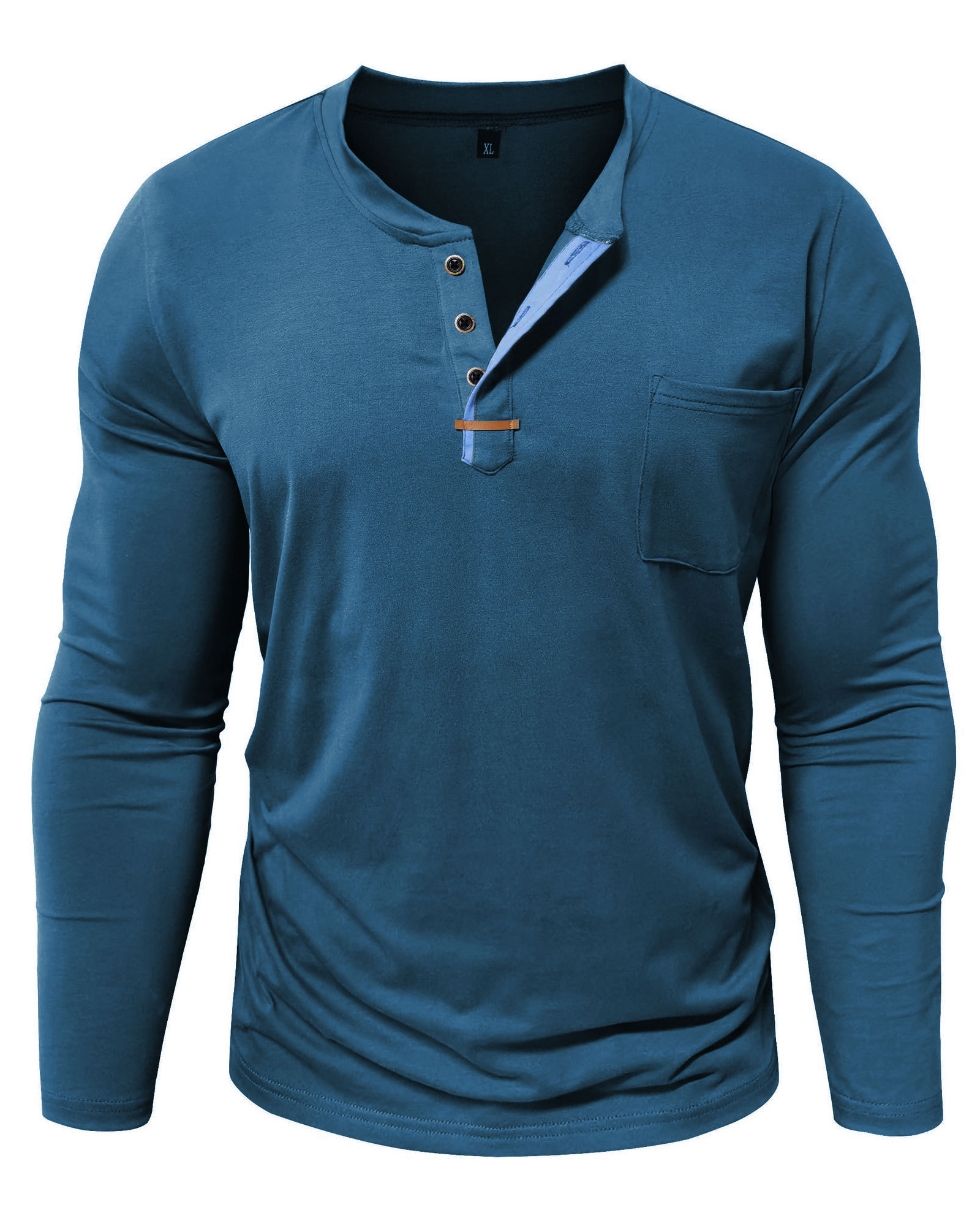 MAGIMODAC Mens Henley Long Sleeve T-Shirt Fashion Classic Cotton T Shirts Casual Lightweight T-Shirts with Button and Pocket