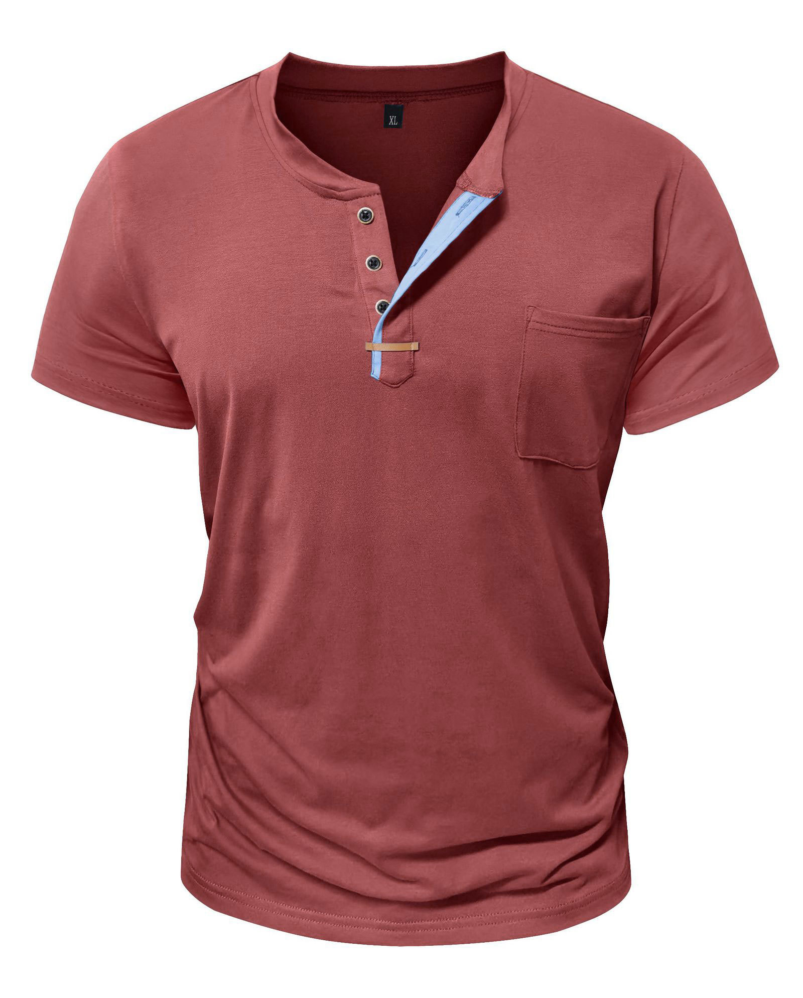 MAGIMODAC Mens Henley Short Sleeve Shirts Lightweight Cotton Summer Casual T-Shirt with Button and Pocket