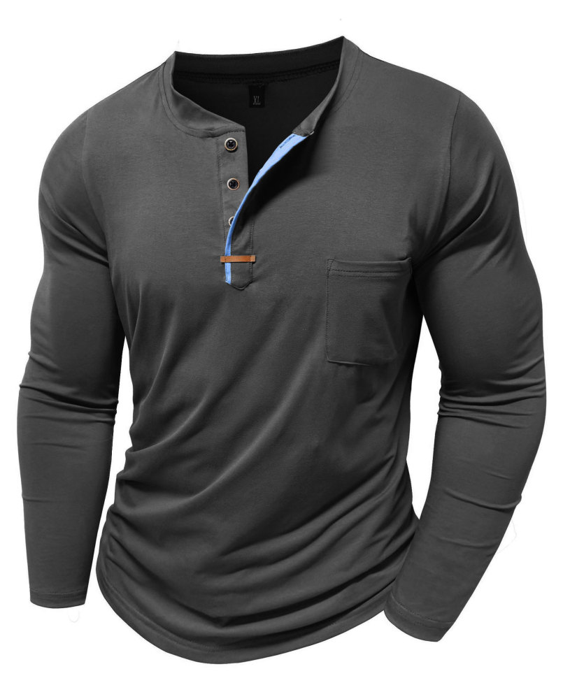 MAGIMODAC Mens Henley Long Sleeve T-Shirt Fashion Classic Cotton T Shirts Casual Lightweight T-Shirts with Button and Pocket