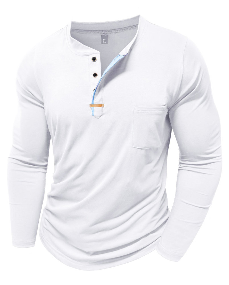 MAGIMODAC Mens Henley Long Sleeve T-Shirt Fashion Classic Cotton T Shirts Casual Lightweight T-Shirts with Button and Pocket