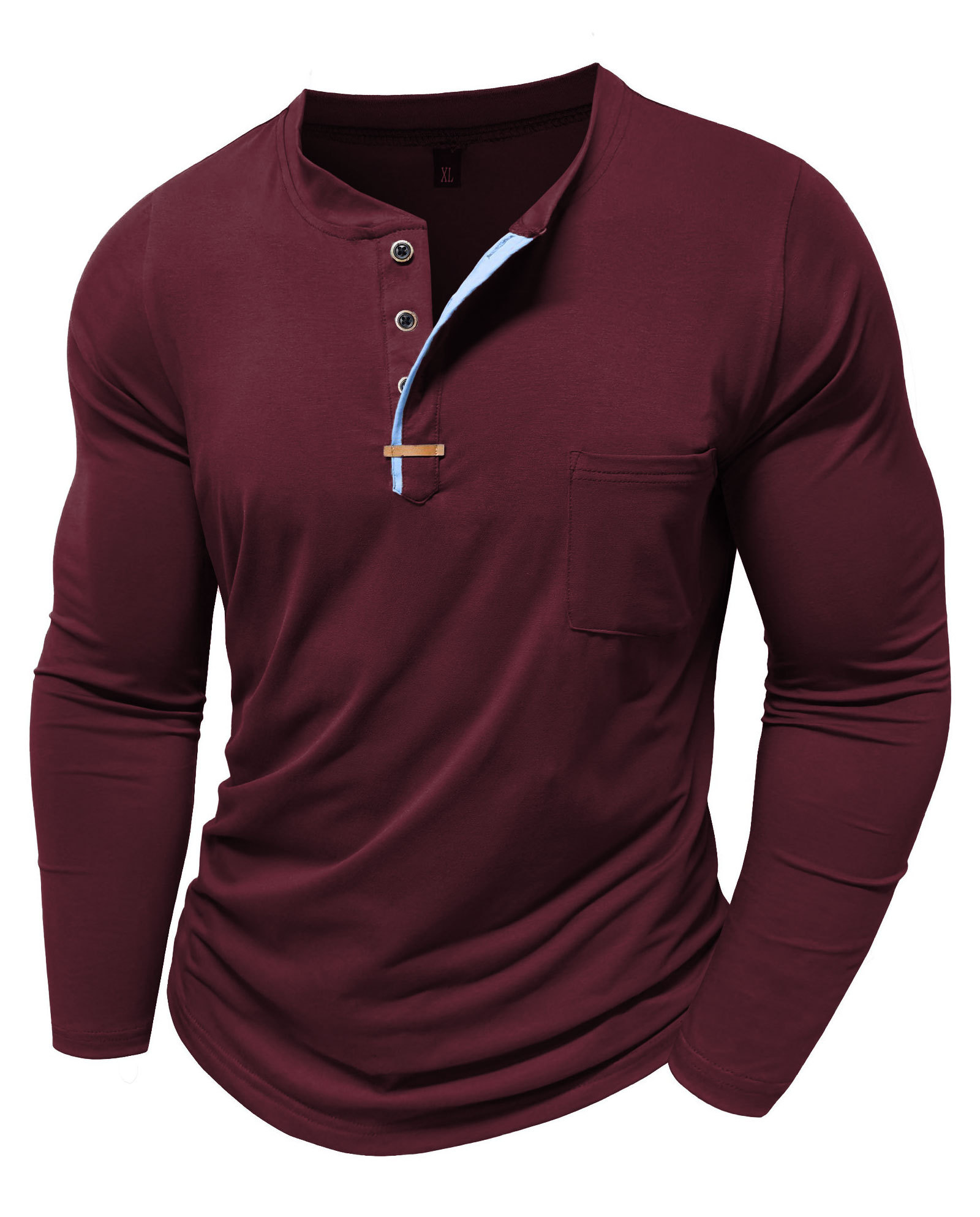 MAGIMODAC Mens Henley Long Sleeve T-Shirt Fashion Classic Cotton T Shirts Casual Lightweight T-Shirts with Button and Pocket