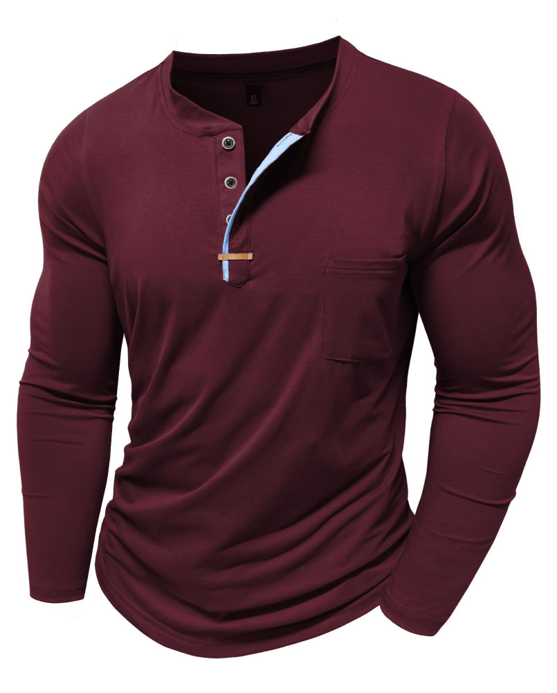 MAGIMODAC Mens Henley Long Sleeve T-Shirt Fashion Classic Cotton T Shirts Casual Lightweight T-Shirts with Button and Pocket
