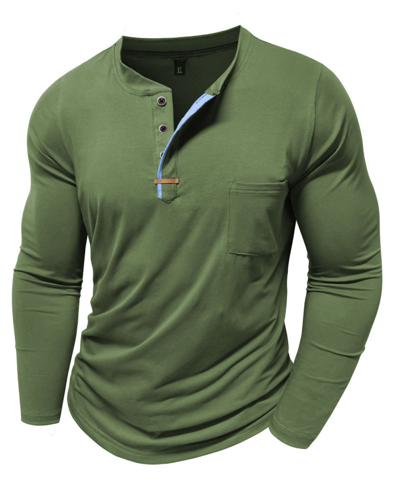MAGIMODAC Mens Henley Long Sleeve T-Shirt Fashion Classic Cotton T Shirts Casual Lightweight T-Shirts with Button and Pocket