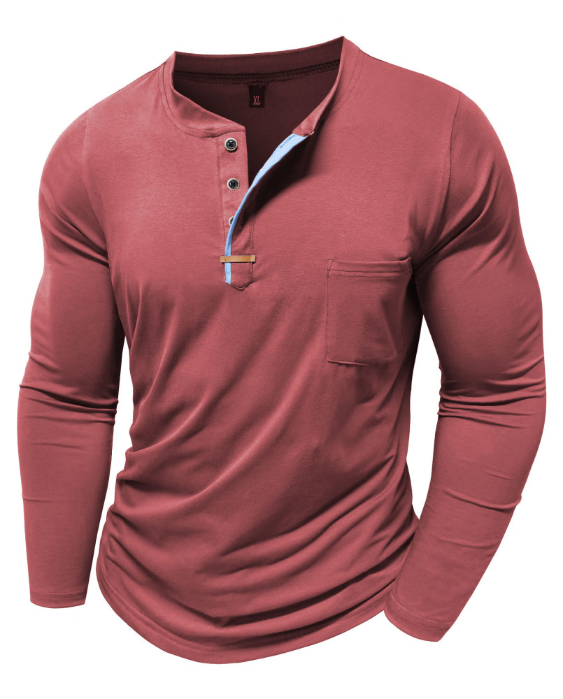 MAGIMODAC Mens Henley Long Sleeve T-Shirt Fashion Classic Cotton T Shirts Casual Lightweight T-Shirts with Button and Pocket