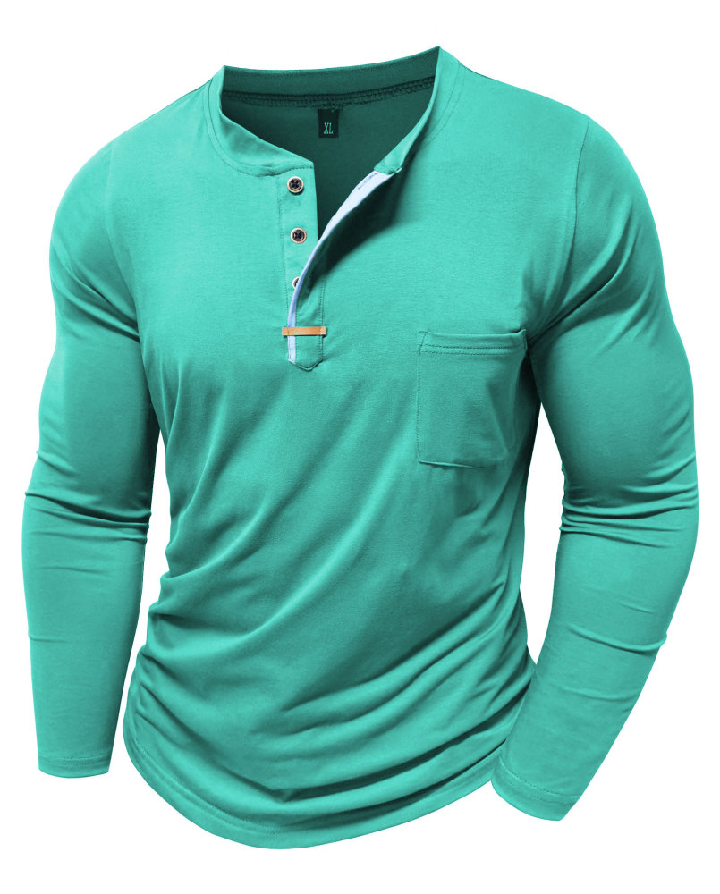 MAGIMODAC Mens Henley Long Sleeve T-Shirt Fashion Classic Cotton T Shirts Casual Lightweight T-Shirts with Button and Pocket