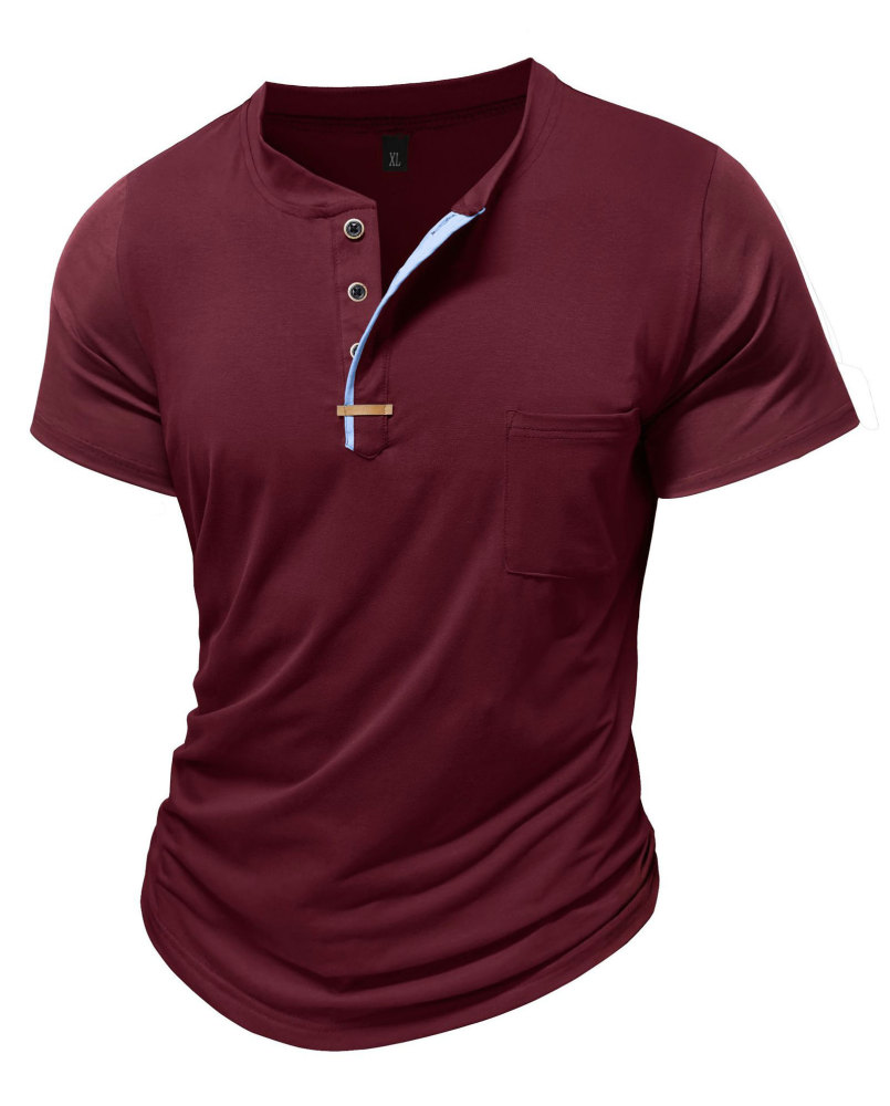 Mens Henley Short Sleeve Shirts Lightweight Cotton Summer Casual T-Shirt with Button and Pocket