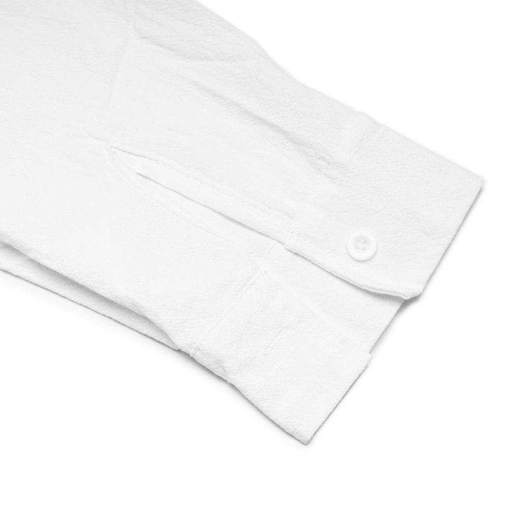 MAGIMODAC Mens Button Down Linen Shirts Casual Long Sleeve Band Collar Shirt Regular Fit Solid Plain Top with Pocket