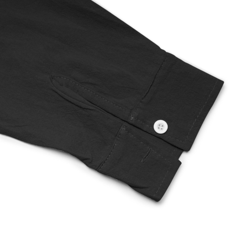 MAGIMODAC Mens Button Down Linen Shirts Casual Long Sleeve Band Collar Shirt Regular Fit Solid Plain Top with Pocket