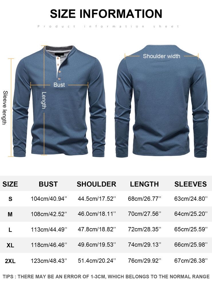MAGIMODAC Mens Henley Shirts Long Sleeve Cotton T-Shirt Casual Classic Tshirt Lightweight Basic T-Shirts Button Tee Shirt Top