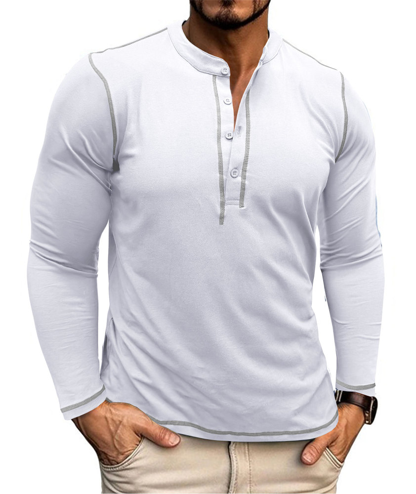 Mens Long Sleeve Henley Shirts Casual Classic Cotton T-Shirt Lightweight Button Tshirts Solid Basic Tee Shirt Tops