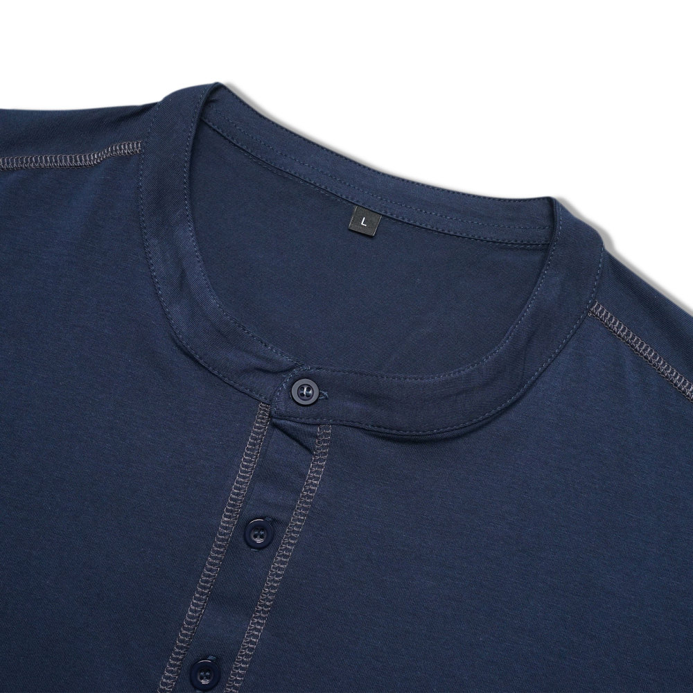 Mens Long Sleeve Henley Shirts Casual Classic Cotton T-Shirt Lightweight Button Tshirts Solid Basic Tee Shirt Tops