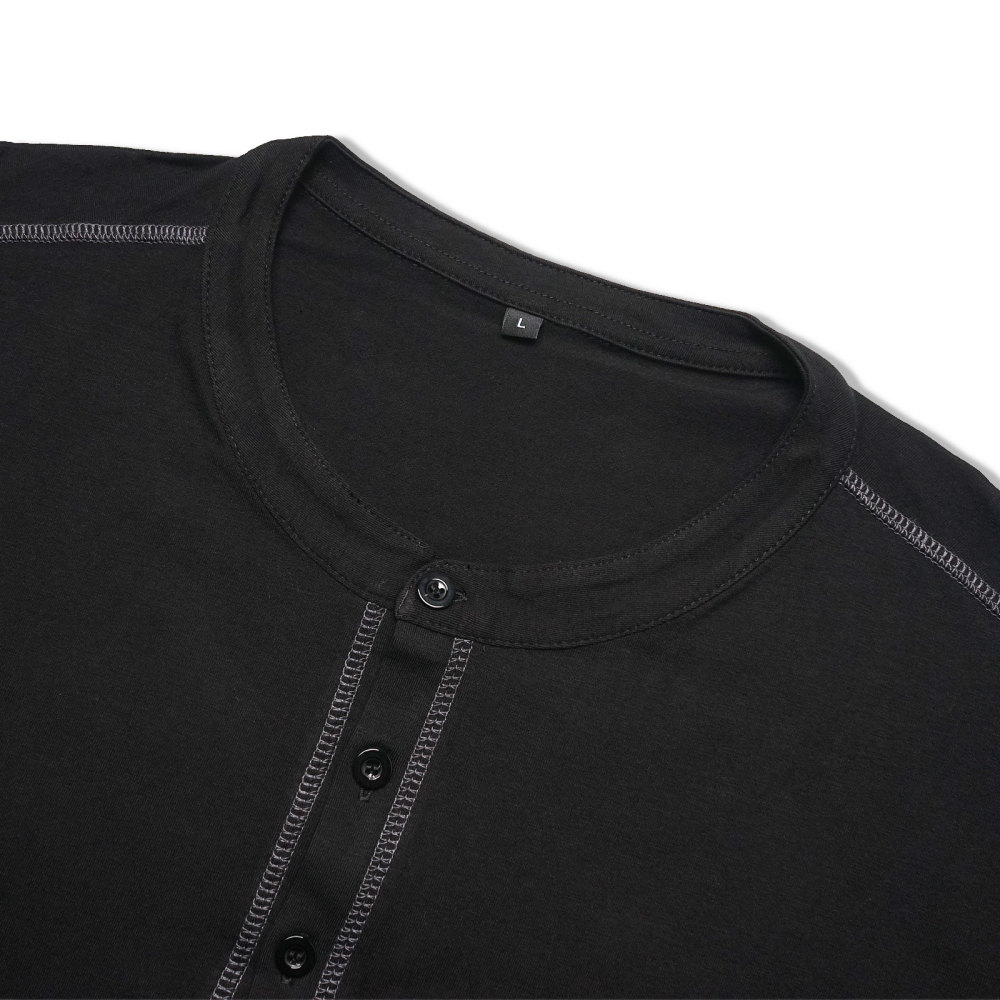 Mens Long Sleeve Henley Shirts Casual Classic Cotton T-Shirt Lightweight Button Tshirts Solid Basic Tee Shirt Tops