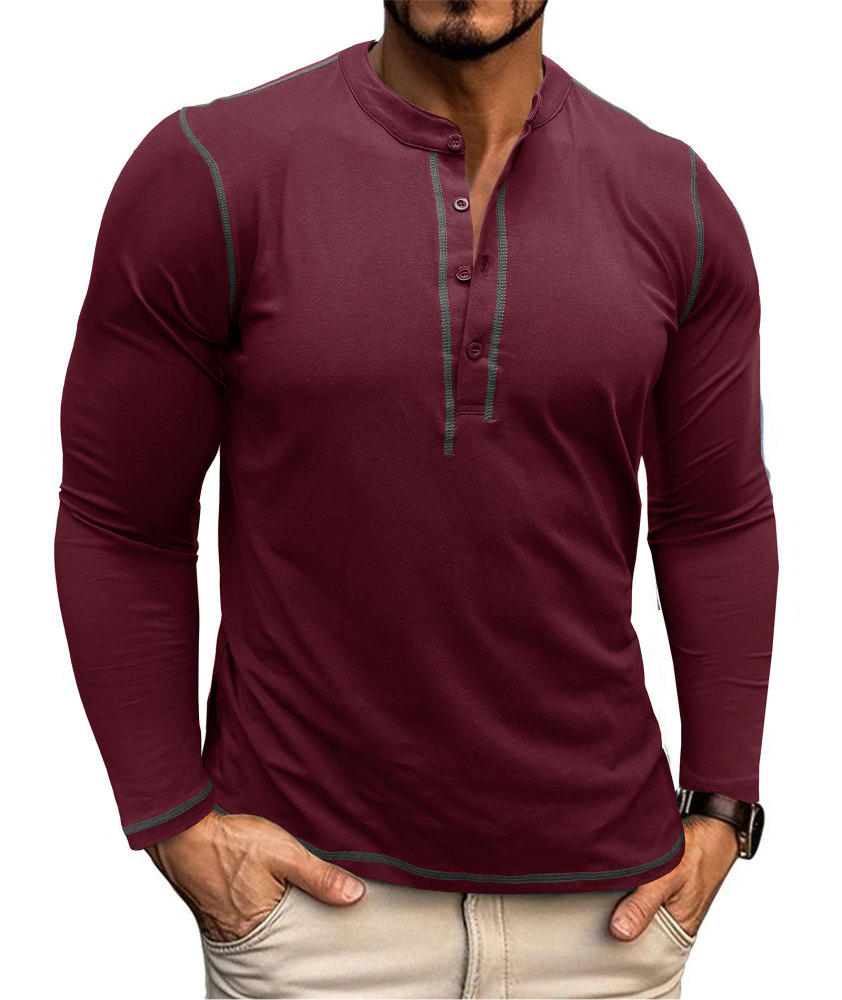 Mens Long Sleeve Henley Shirts Casual Classic Cotton T-Shirt Lightweight Button Tshirts Solid Basic Tee Shirt Tops