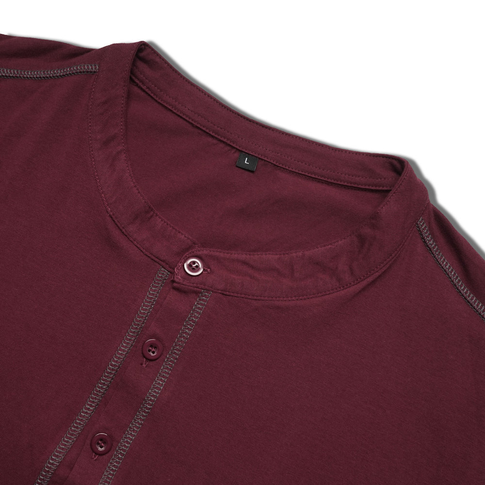 Mens Long Sleeve Henley Shirts Casual Classic Cotton T-Shirt Lightweight Button Tshirts Solid Basic Tee Shirt Tops