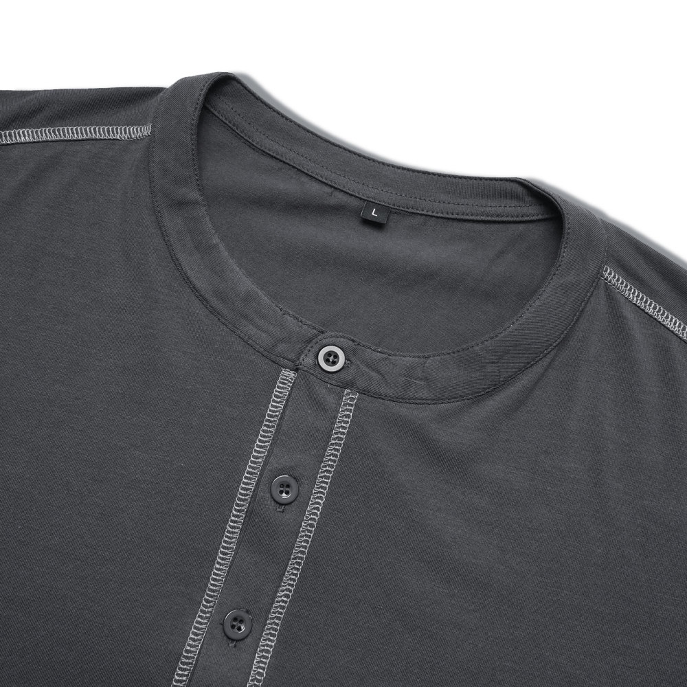 Mens Long Sleeve Henley Shirts Casual Classic Cotton T-Shirt Lightweight Button Tshirts Solid Basic Tee Shirt Tops
