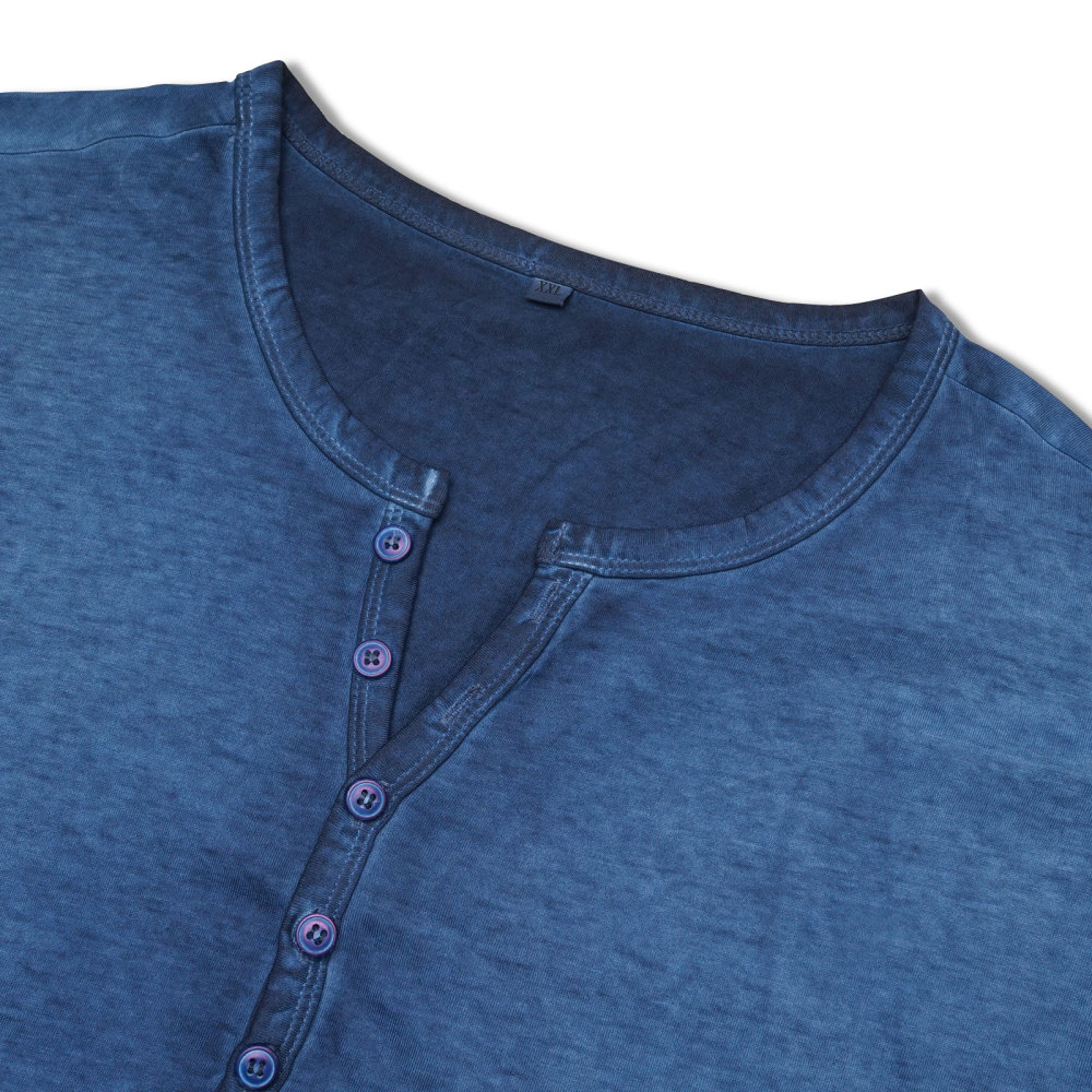 Mens Short Sleeve Henley Shirts Summer Cotton T-Shirt Casual Basic Button Tshirt Classic Solid Tee Shirt Tops