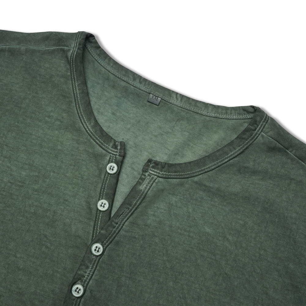 Mens Short Sleeve Henley Shirts Summer Cotton T-Shirt Casual Basic Button Tshirt Classic Solid Tee Shirt Tops