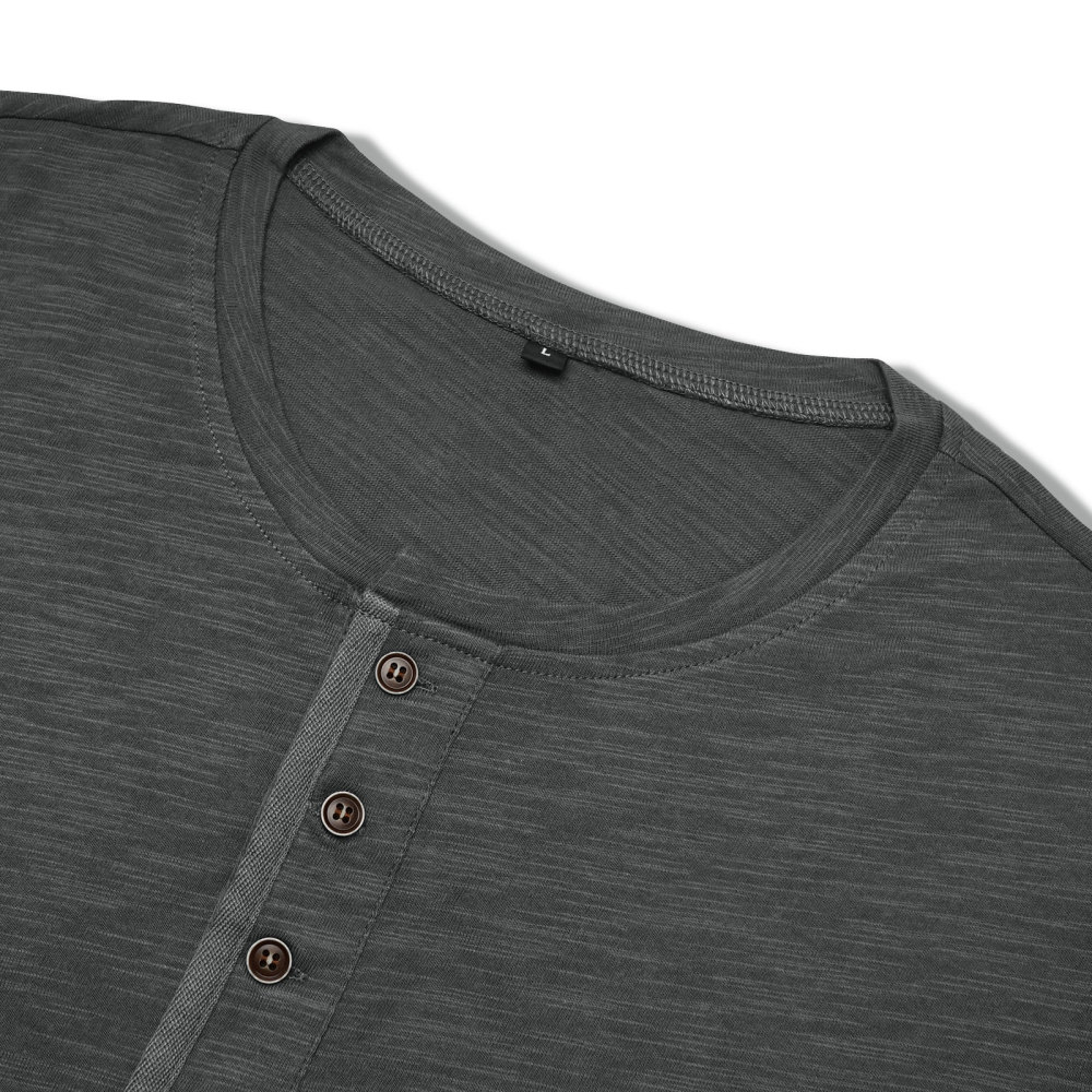 Mens Henley Shirts Cotton Short Sleeve T-Shirt Casual Basic ButtonTee Shirt Tops Summer Classic Solid Tshirt