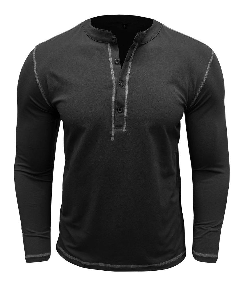 Mens Long Sleeve Henley Shirts Casual Classic Cotton T-Shirt Lightweight Button Tshirts Solid Basic Tee Shirt Tops