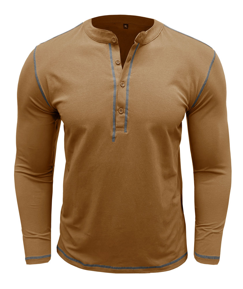 Mens Long Sleeve Henley Shirts Casual Classic Cotton T-Shirt Lightweight Button Tshirts Solid Basic Tee Shirt Tops