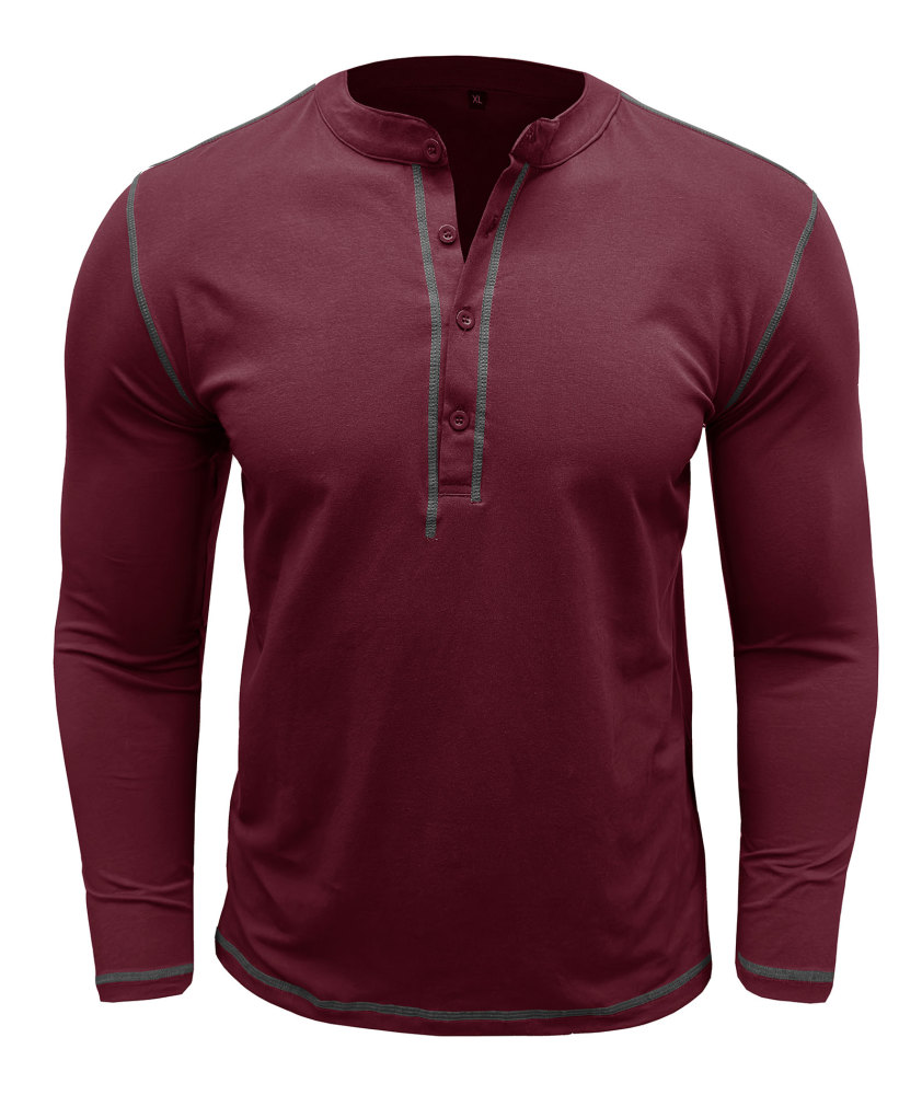 Mens Long Sleeve Henley Shirts Casual Classic Cotton T-Shirt Lightweight Button Tshirts Solid Basic Tee Shirt Tops