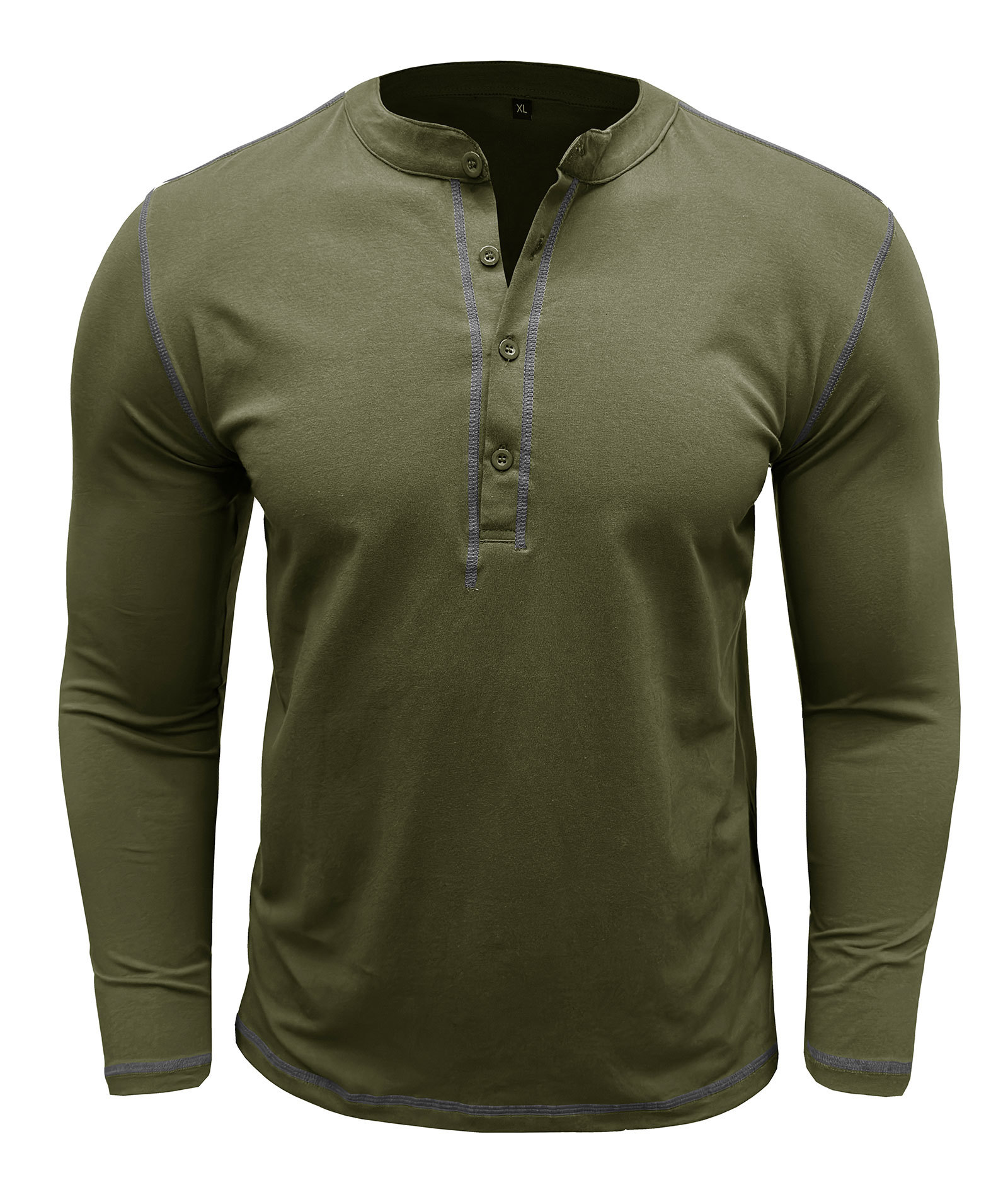 Mens Long Sleeve Henley Shirts Casual Classic Cotton T-Shirt Lightweight Button Tshirts Solid Basic Tee Shirt Tops