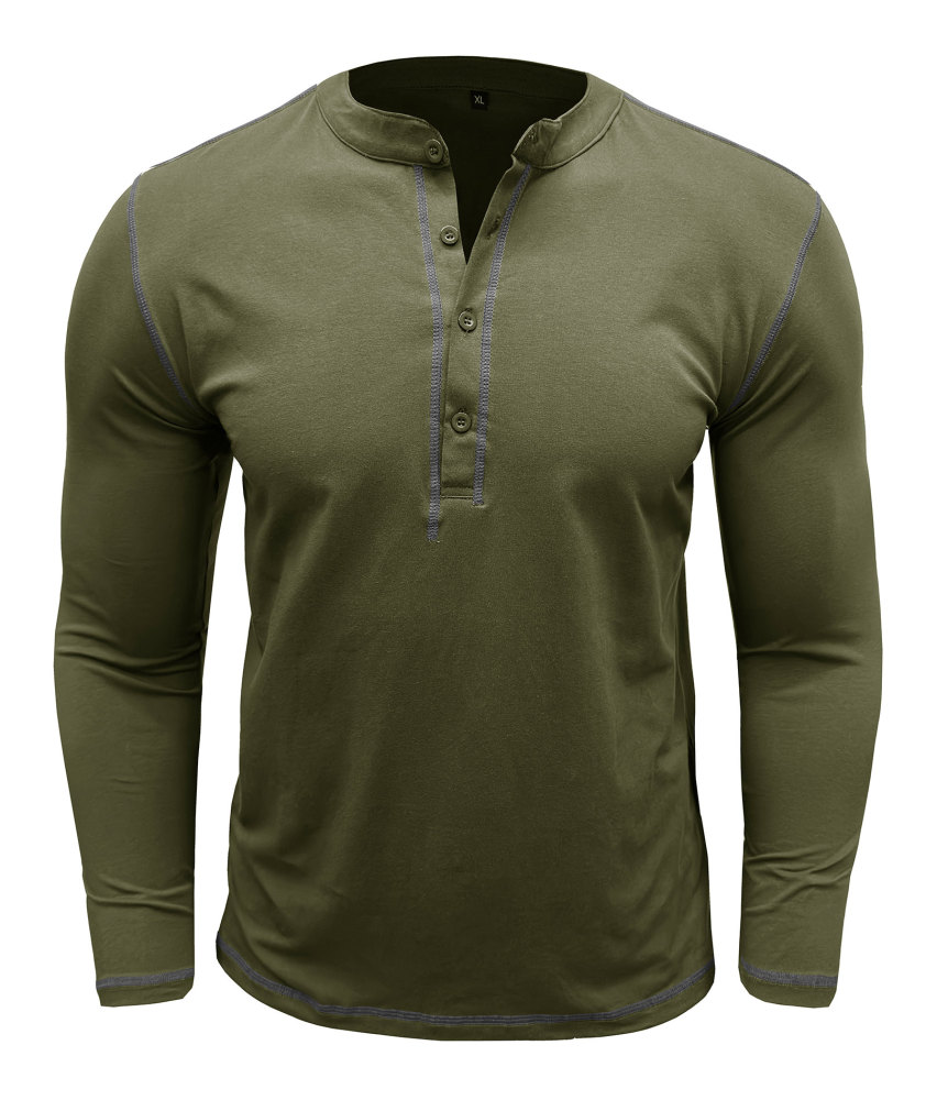 Mens Long Sleeve Henley Shirts Casual Classic Cotton T-Shirt Lightweight Button Tshirts Solid Basic Tee Shirt Tops